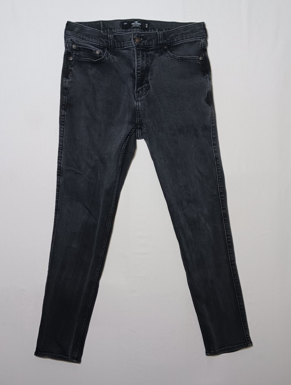Hollister Mens Advanced Stretch Athletic Skinny Jeans 33X32 Black Denim